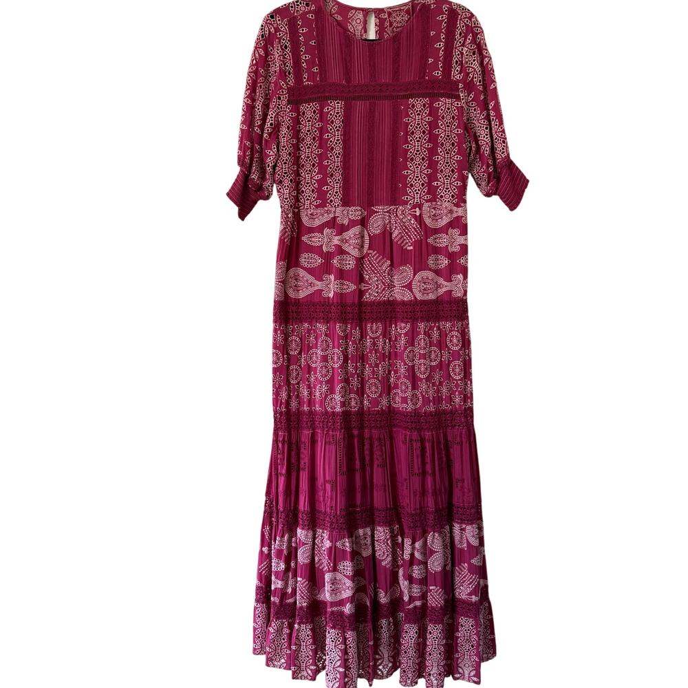JOHNNY WAS Fuschia Pink Billie Maxi Dress Size Large